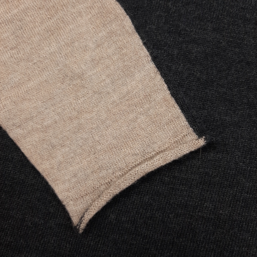 Celtic & Co Womens Fine Knit Merino Jumper Size Small Charcoal Beige Colourblock - Picture 10 of 15